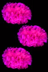 Déco fluo rose pompon Ø 30 cm - 3 pièces