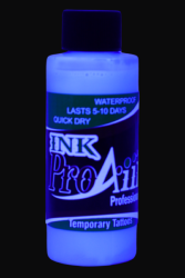 ProAiir INK Bleu Fluo- Encre Tatougage Temporaire pour aérographe- 5-10 jours- 2oz (60 ml) - Water