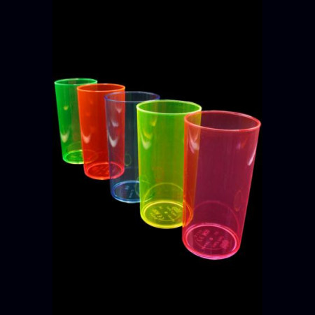 20 Verres fluo réutilisables long drink 29 cl - 5 couleurs UV