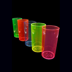 20 Verres fluo réutilisables long drink 29 cl - 5 couleurs UV