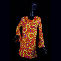 Robe années 70  fluo femme