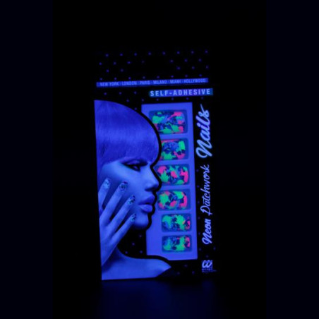 Faux ongles multicolore fluo UV adhésifs