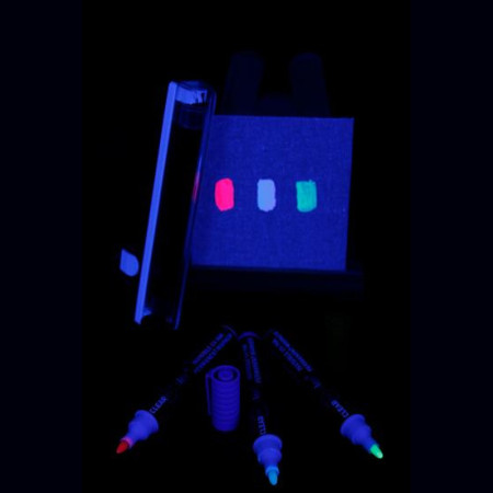 Kit de marquage UV invisible 3 marqueurs permanent + lampe UV 4W 