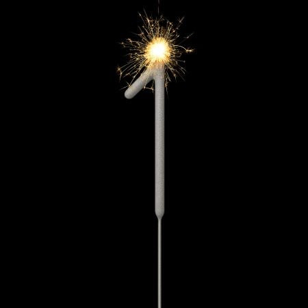 Cierge magique chiffre 1 pour anniversaire, bougie scintillante festive 16,5 cm