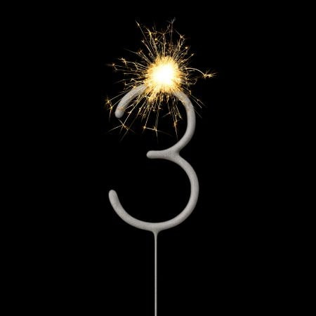Cierge magique chiffre 3 étincelles festives, décoration gâteau anniversaire 16,5 cm