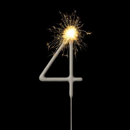 Cierge magique chiffre 4 pour anniversaire ou fête, scintillement festif 16,5 cm