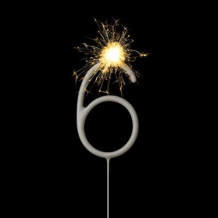 Cierge magique chiffre 6 pour anniversaire, bougie magique étincelles festives 16,5 cm
