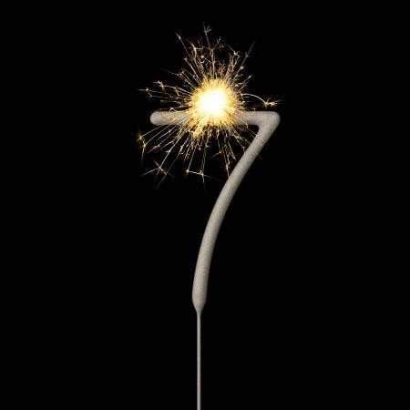 Cierge magique chiffre 7 festif, décoration gâteau anniversaire ou événement 16,5 cm