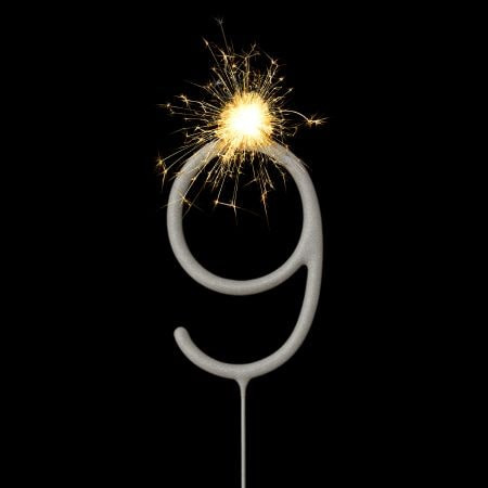 Cierge magique chiffre 9 étincelles festives, idéal anniversaire et célébration 16,5 cm