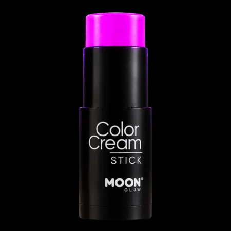 Stick de maquillage fluo violet Moon Glow sous lumière UV