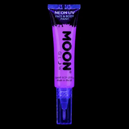 	Tube de maquillage fluo violet Moon Glow 75 ml avec applicateur pinceau sous lumière noire UV