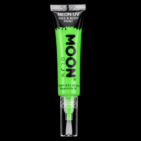 Tube de maquillage fluo vert Moon Glow 75 ml avec applicateur pinceau à la lumière du jour