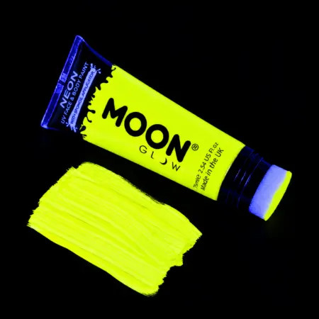 Maquillage fluo UV Visage et Corps avec applicateur éponge - 75 ml - Jaune