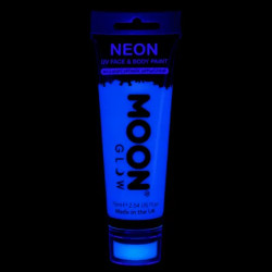 Maquillage fluo UV Visage et Corps avec applicateur éponge - 75 ml - Bleu