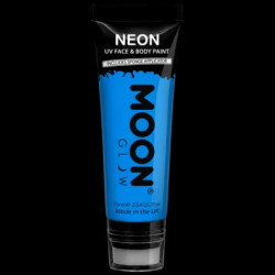 Maquillage fluo UV Visage et Corps avec applicateur éponge - 75 ml - Bleu
