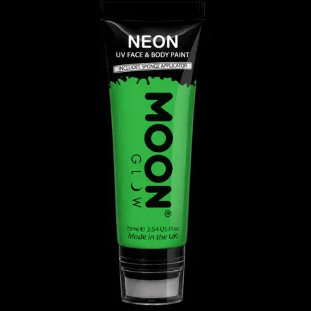 Maquillage fluo UV Visage et Corps avec applicateur éponge - 75 ml - Vert