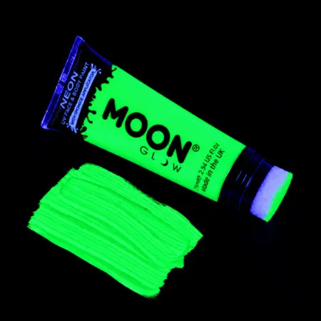 Maquillage fluo UV Visage et Corps avec applicateur éponge - 75 ml - Vert