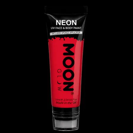Maquillage fluo UV Visage et Corps avec applicateur éponge - 75 ml - Rouge