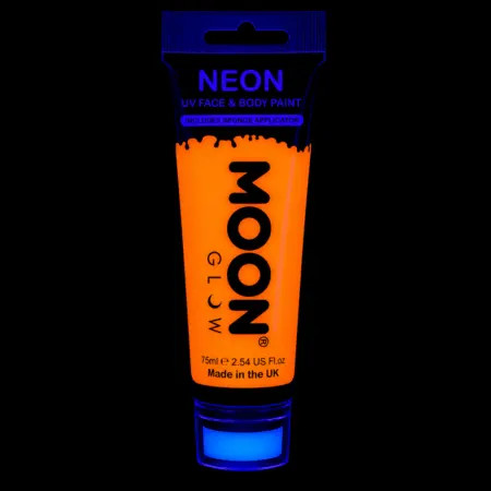 Maquillage fluo UV Visage et Corps avec applicateur éponge - 75 ml - Orange