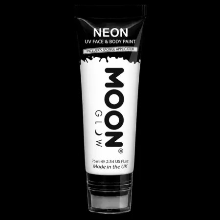 Maquillage fluo UV Visage et Corps avec applicateur éponge - 75 ml - Blanc