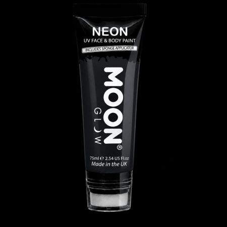 	Tube de maquillage noir Moon Glow 75 ml avec applicateur éponge et capuchon transparent sur fond noir